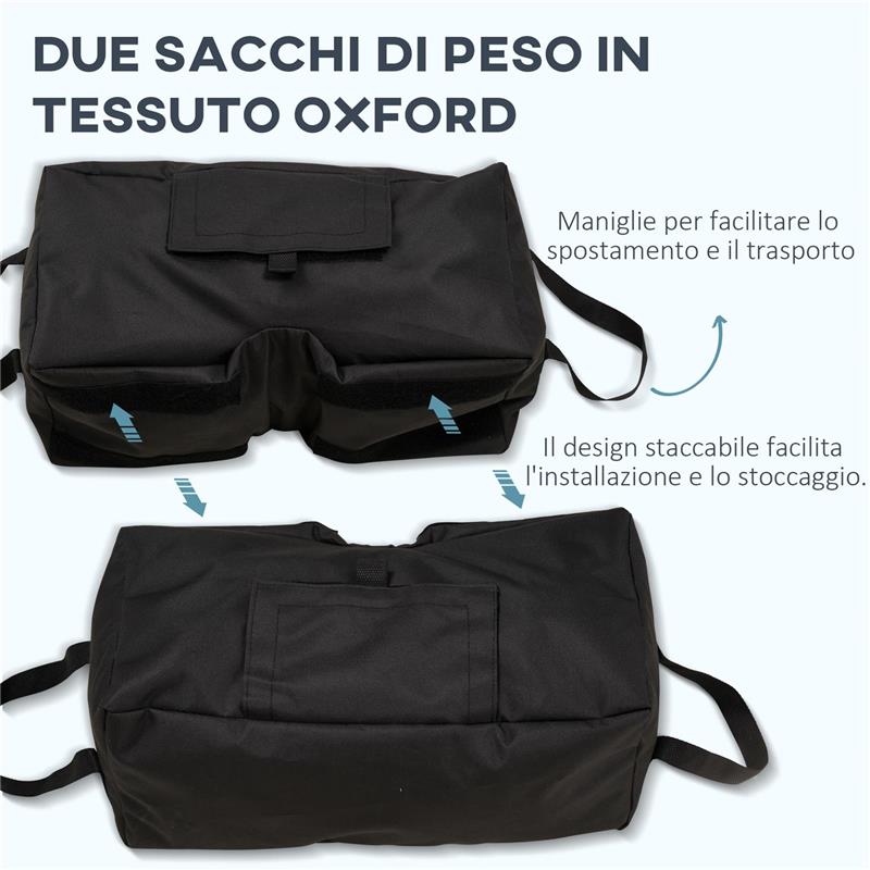 BASE PER OMBRELLONE A SACCO RIEMPIBILE CON 50 KG DI SABBIA IN PLASTICA E TESSUTO OXFORD 50X25X18 CM NERO