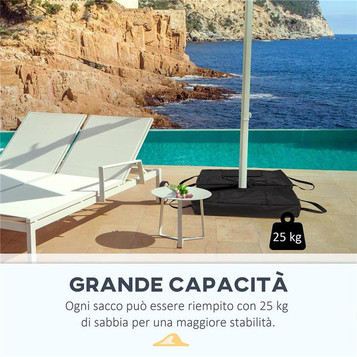 BASE PER OMBRELLONE A SACCO RIEMPIBILE CON 50 KG DI SABBIA IN PLASTICA E TESSUTO OXFORD 50X25X18 CM NERO