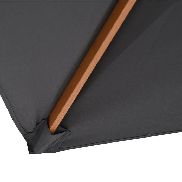 OMBRELLONE DA GIARDINO 2X3M IN LEGNO E BAMBÙ CON 8 STECCHE E COPERTURA IN POLIESTERE GRIGIO SCURO