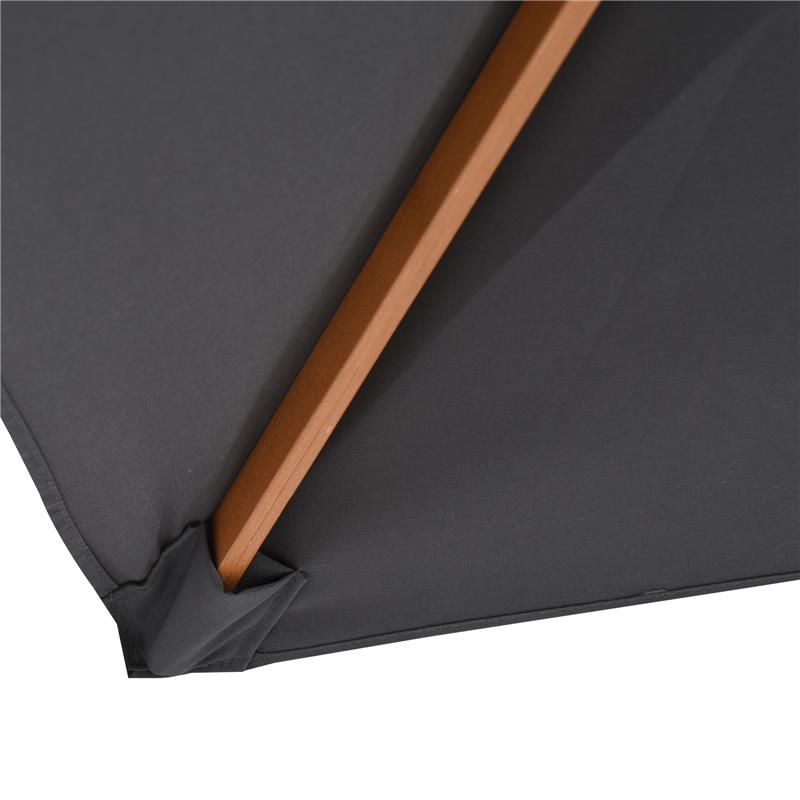 OMBRELLONE DA GIARDINO 2X3M IN LEGNO E BAMBÙ CON 8 STECCHE E COPERTURA IN POLIESTERE GRIGIO SCURO