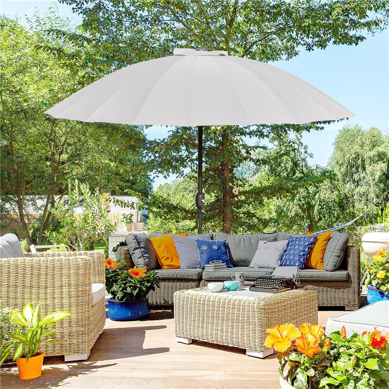 OMBRELLONE DA GIARDINO E TERRAZZA 2.5X2.5 M A MANOVELLA CON 18 STECCHE E INCLINABILE GRIGIO