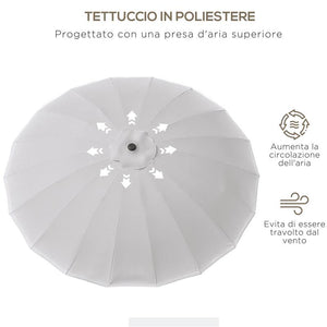 OMBRELLONE DA GIARDINO E TERRAZZA 2.5X2.5 M A MANOVELLA CON 18 STECCHE E INCLINABILE GRIGIO