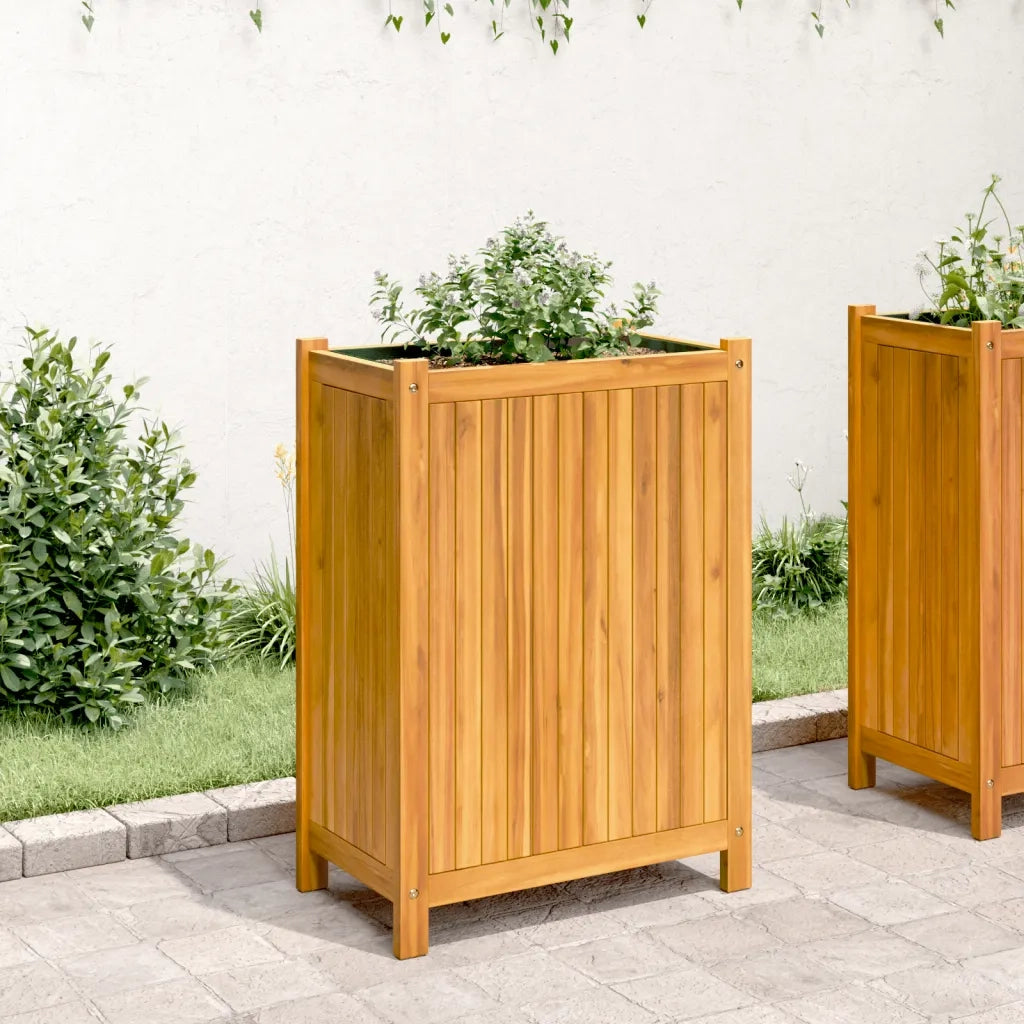 Fioriera Giardino con Rivestimento 54x31x75 cm Massello Acacia 366433