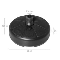 BASE PER OMBRELLONE ROTONDA IN PLASTICA RIEMPIBILE CON ACQUA E SABBIA PER PALI DA 38 MM Ø38 CM NERO