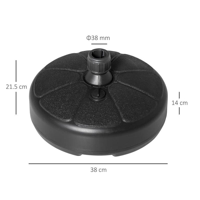 BASE PER OMBRELLONE ROTONDA IN PLASTICA RIEMPIBILE CON ACQUA E SABBIA PER PALI DA 38 MM Ø38 CM NERO