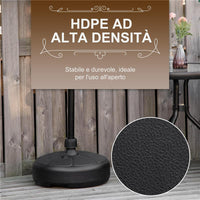 BASE PER OMBRELLONE ROTONDA IN PLASTICA RIEMPIBILE CON ACQUA E SABBIA PER PALI DA 38 MM Ø38 CM NERO