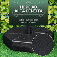 BASE PER OMBRELLONE IN PLASTICA RIEMPIBILE CON ACQUA E SABBIA 28-40 KG PER PALI DA 38-48 MM Ø60 CM NERO