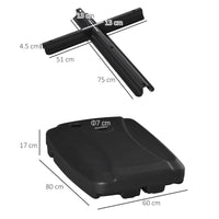 BASE PER OMBRELLONE A BRACCIO RIEMPIBILE FINO A 75 KG CON BASE A T INCLUSA 80X60X17 CM NERO