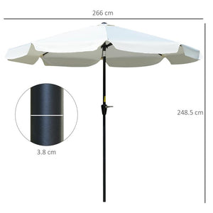 OMBRELLONE ROTONDO INCLINABILE CON MANOVELLA IN ALLUMINIO METALLO E POLIESTERE Ø 266X248.5 CM BIANCO CREMA