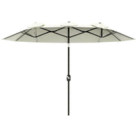 OMBRELLONE DA GIARDINO DOPPIO INCLINABILE CON APERTURA A MANOVELLA 285X147X227 CM BEIGE