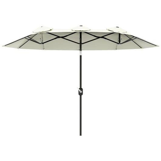 OMBRELLONE DA GIARDINO DOPPIO INCLINABILE CON APERTURA A MANOVELLA 285X147X227 CM BEIGE