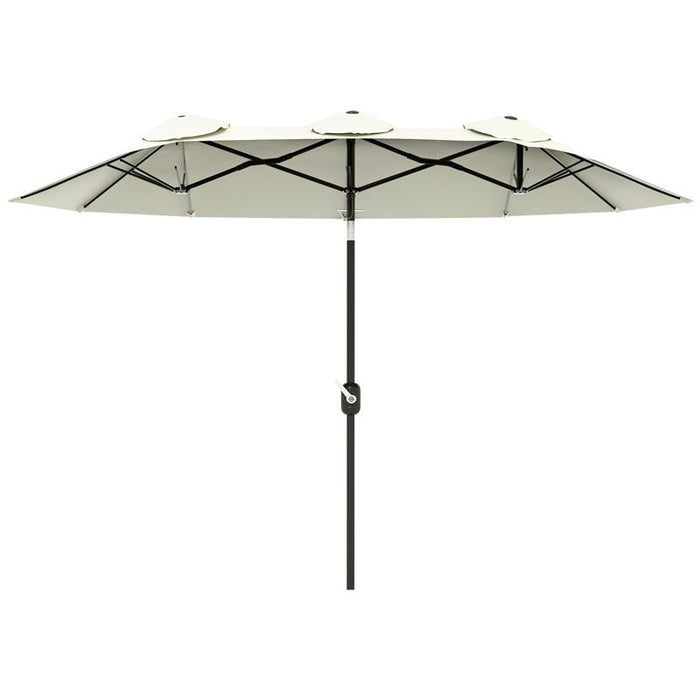 OMBRELLONE DA GIARDINO DOPPIO INCLINABILE CON APERTURA A MANOVELLA 285X147X227 CM BEIGE