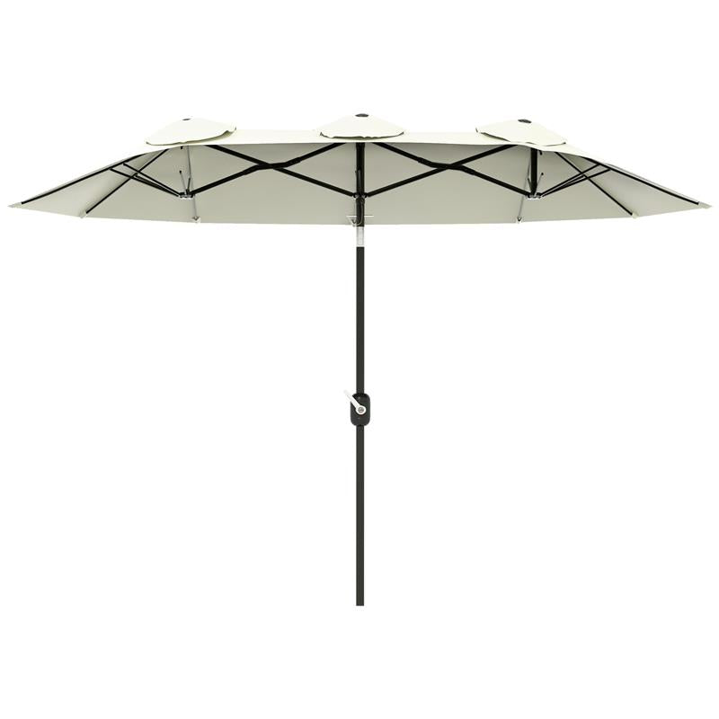 OMBRELLONE DA GIARDINO DOPPIO INCLINABILE CON APERTURA A MANOVELLA 285X147X227 CM BEIGE