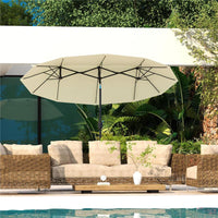 OMBRELLONE DA GIARDINO DOPPIO INCLINABILE CON APERTURA A MANOVELLA 285X147X227 CM BEIGE
