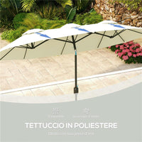 OMBRELLONE DA GIARDINO DOPPIO INCLINABILE CON APERTURA A MANOVELLA 285X147X227 CM BEIGE