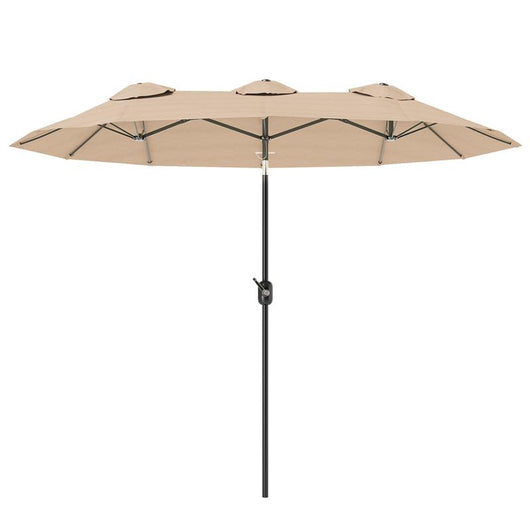 OMBRELLONE DOPPIO INCLINABILE A 45° CON MANOVELLA E PRESE D'ARIA IN ACCIAIO E POLIESTERE 285X147X227 CM CAFFÈ