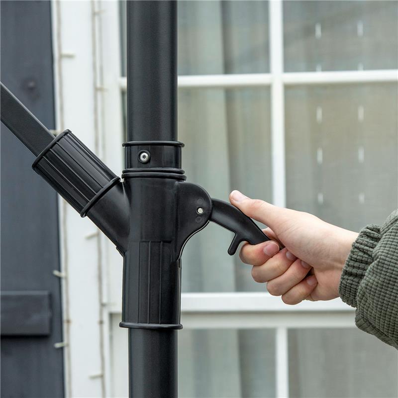 OMBRELLONE DA GIARDINO A BRACCIO 3X2 M CON MANOVELLA METALLO E POLIESTERE BLU SCURO E CREMA