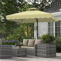 OMBRELLONE DECENTRATO 2.5X2.5 M CON BASE A CROCE E APERTURA A MANOVELLA IN METALLO E POLIESTERE BEIGE