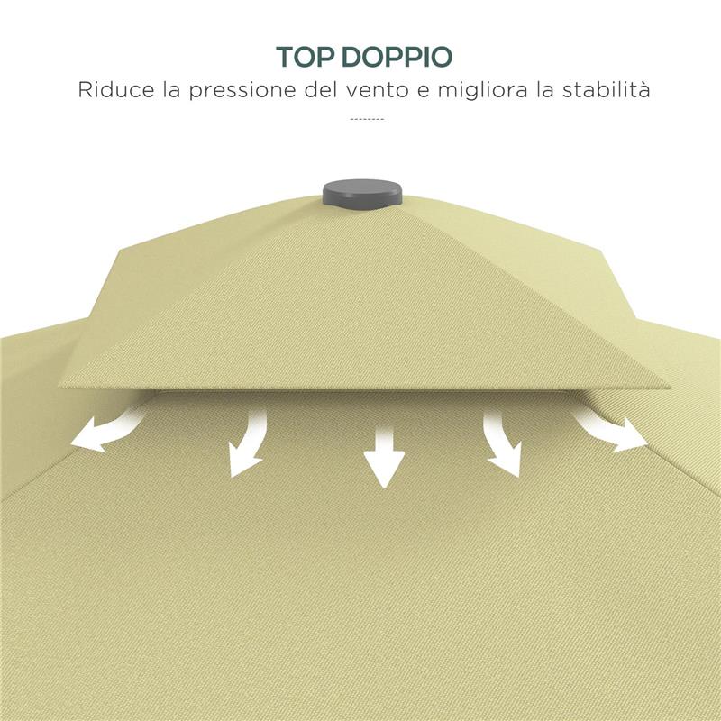 OMBRELLONE DECENTRATO 2.5X2.5 M CON BASE A CROCE E APERTURA A MANOVELLA IN METALLO E POLIESTERE BEIGE