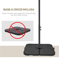 OMBRELLONE DA GIARDINO DECENTRATO CON BASE A CROCE E APERTURA A MANOVELLA 294X193CM BEIGE