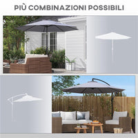 TELO PER OMBRELLONE DA Ø 295 CM IN POLIESTERE GRIGIO RESISTENTE ALL'ACQUA CON PRESA D'ARIA SUPERIORE