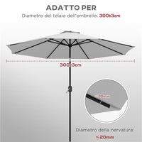 TELO PER OMBRELLONE DA Ø 295 CM IN POLIESTERE BIANCO RESISTENTE ALL'ACQUA CON PRESA D'ARIA SUPERIORE