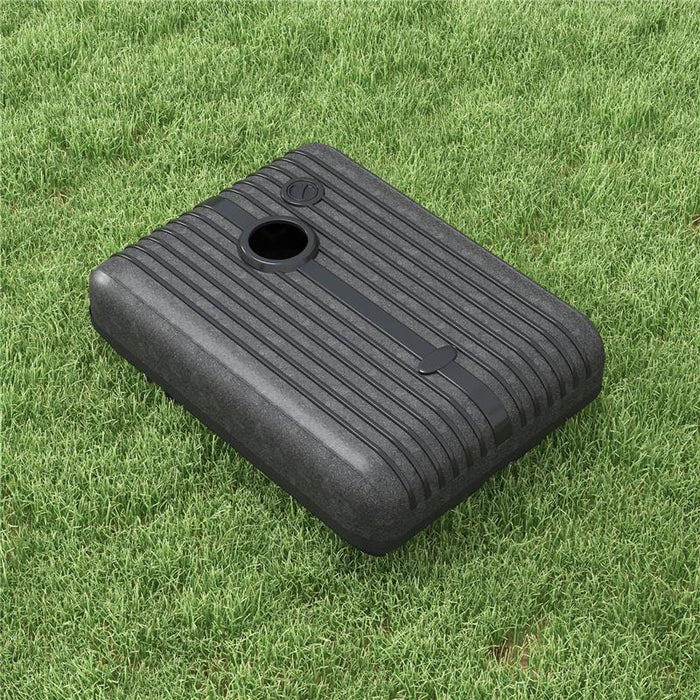 BASE OMBRELLONE GIARDINO RIEMPIBILE CON ACQUA E SABBIA 70-90 KG RUOTE E MANIGLIA IN HDPE 80X60 CM NERO