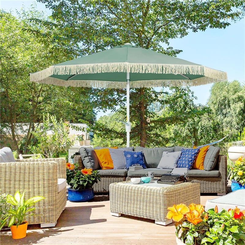 OMBRELLONE DA GIARDINO A MANOVELLA INCLINABILE E PALO A 2 SEZIONI POLIESTERE E METALLO 2.6X2.4 M VERDE