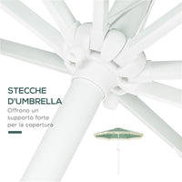 OMBRELLONE DA GIARDINO A MANOVELLA INCLINABILE E PALO A 2 SEZIONI POLIESTERE E METALLO 2.6X2.4 M VERDE