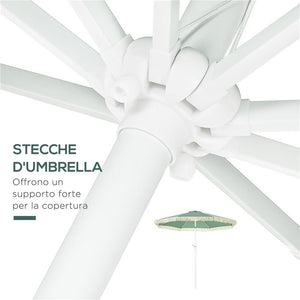 OMBRELLONE DA GIARDINO A MANOVELLA INCLINABILE E PALO A 2 SEZIONI POLIESTERE E METALLO 2.6X2.4 M VERDE