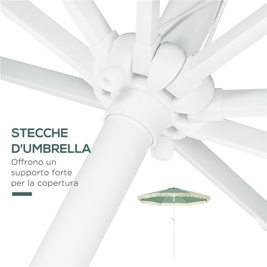 OMBRELLONE DA GIARDINO A MANOVELLA INCLINABILE E PALO A 2 SEZIONI POLIESTERE E METALLO 2.6X2.4 M VERDE