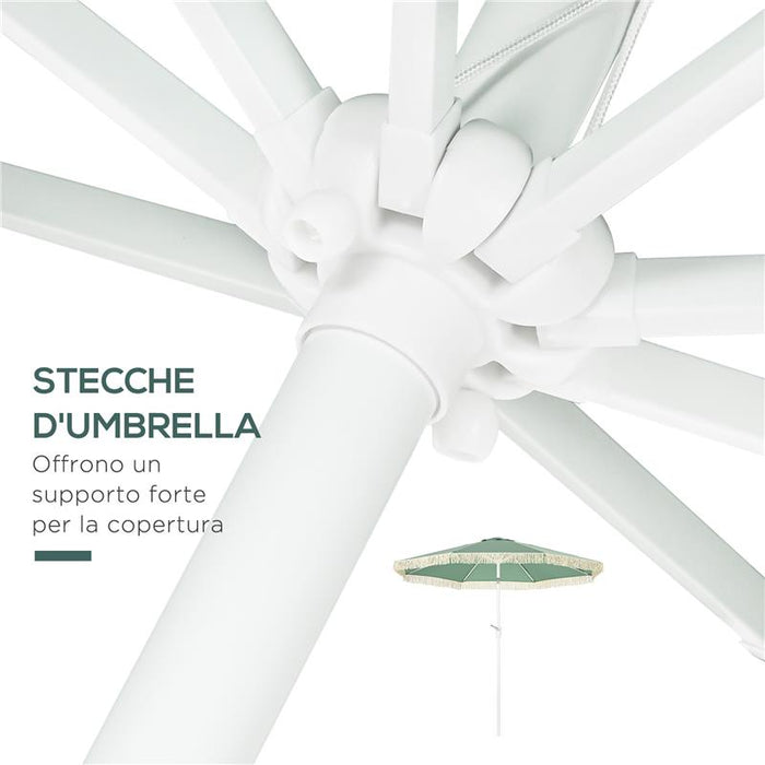 OMBRELLONE DA GIARDINO A MANOVELLA INCLINABILE E PALO A 2 SEZIONI POLIESTERE E METALLO 2.6X2.4 M VERDE