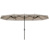 OMBRELLONE DOPPIO A 12 STECCHE CON MANOVELLA IN POLIESTERE E ACCIAIO 450X265X260 CM BIANCO CREMA