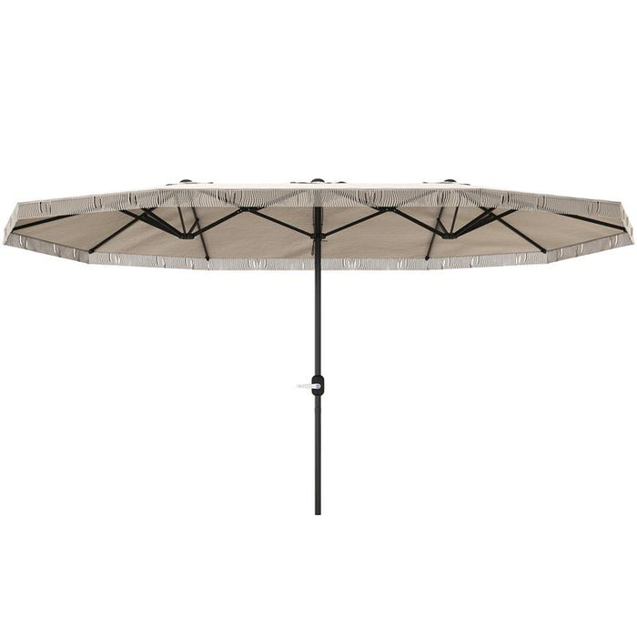 OMBRELLONE DOPPIO A 12 STECCHE CON MANOVELLA IN POLIESTERE E ACCIAIO 450X265X260 CM BIANCO CREMA