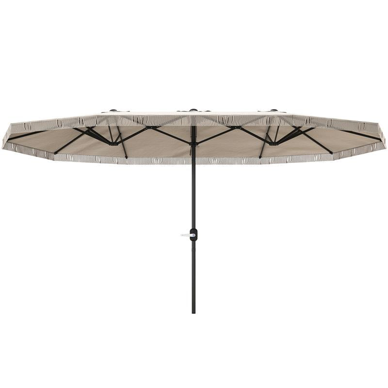 OMBRELLONE DOPPIO A 12 STECCHE CON MANOVELLA IN POLIESTERE E ACCIAIO 450X265X260 CM BIANCO CREMA