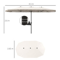 OMBRELLONE DOPPIO A 12 STECCHE CON MANOVELLA IN POLIESTERE E ACCIAIO 450X265X260 CM BIANCO CREMA