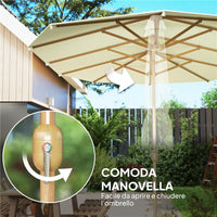 OMBRELLONE DOPPIO CON APERTURA A MANOVELLA IN ACCIAIO INOX E POLIESTERE 455X265X238 CM BEIGE