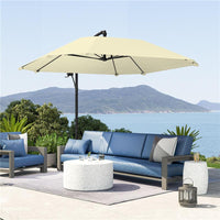 OMBRELLONE A SBALZO CON COPERTURA REGOLABILE E BASE A CROCE IN METALLO E POLIESTERE 260X304X245 CM CREMA