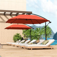 OMBRELLONE A SBALZO CON COPERTURA REGOLABILE E BASE A CROCE IN METALLO E POLIESTERE 260X304X245 CM BORDEAUX