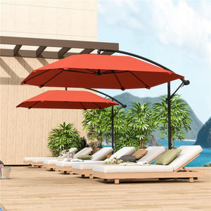 OMBRELLONE A SBALZO CON COPERTURA REGOLABILE E BASE A CROCE IN METALLO E POLIESTERE 260X304X245 CM BORDEAUX