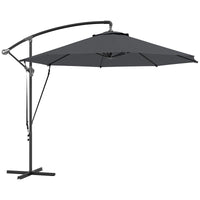 OMBRELLONE DA GIARDINO ROTONDO INCLINABILE E GIREVOLE MANOVELLA E PROTEZIONE UPF 50+ Ø 3 M GRIGIO SCURO