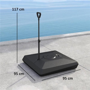 BASE PER OMBRELLONE A SBALZO IN HDPE CON MANIGLIA E RUOTE E RIEMPIBILE CON ACQUA O SABBIA 95X95X117 CM NERO