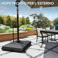 BASE PER OMBRELLONE A SBALZO IN HDPE CON MANIGLIA E RUOTE E RIEMPIBILE CON ACQUA O SABBIA 95X95X117 CM NERO