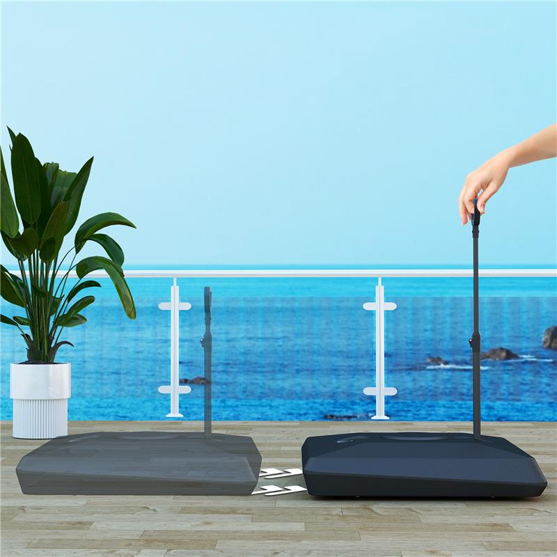 BASE PER OMBRELLONE A SBALZO IN HDPE CON MANIGLIA E RUOTE E RIEMPIBILE CON ACQUA O SABBIA 95X95X117 CM NERO