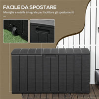 BAULE DA GIARDINO DA 366L EFFETTO LEGNO IN PLASTICA 122.4X62X64.5 CM NERO