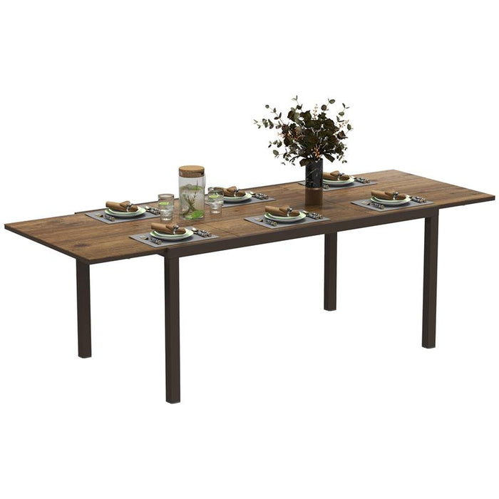 TAVOLO DA GIARDINO ALLUNGABILE DA 160-240 CM PER 6-8 PERSONE RETTANGOLARE IN ACCIAIO E ALLUMINIO, EFFETTO LEGNO