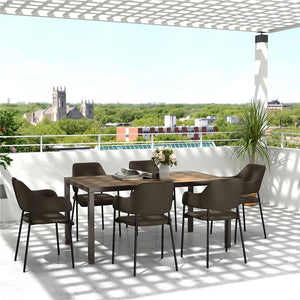 TAVOLO DA GIARDINO ALLUNGABILE DA 160-240 CM PER 6-8 PERSONE RETTANGOLARE IN ACCIAIO E ALLUMINIO, EFFETTO LEGNO