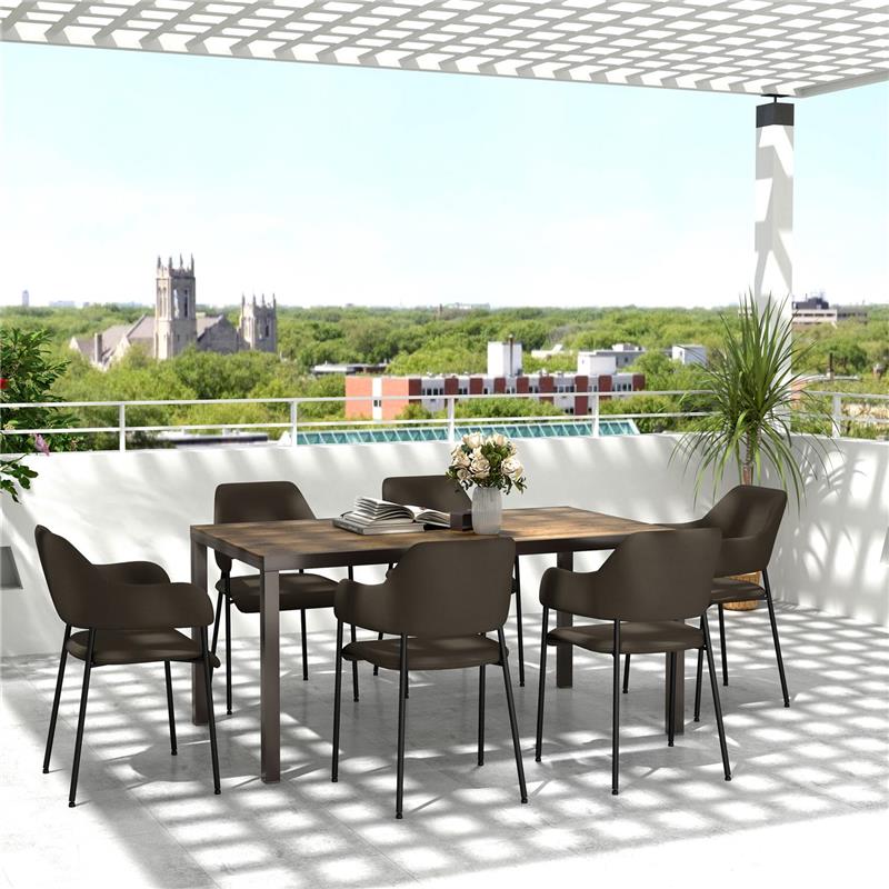 TAVOLO DA GIARDINO ALLUNGABILE DA 160-240 CM PER 6-8 PERSONE RETTANGOLARE IN ACCIAIO E ALLUMINIO, EFFETTO LEGNO