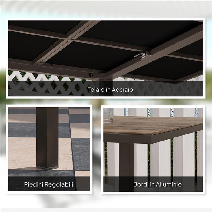 TAVOLO DA GIARDINO ALLUNGABILE DA 160-240 CM PER 6-8 PERSONE RETTANGOLARE IN ACCIAIO E ALLUMINIO, EFFETTO LEGNO