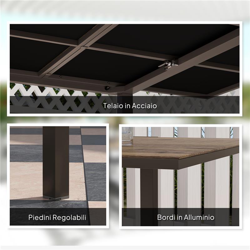 TAVOLO DA GIARDINO ALLUNGABILE DA 160-240 CM PER 6-8 PERSONE RETTANGOLARE IN ACCIAIO E ALLUMINIO, EFFETTO LEGNO
